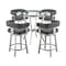 Armen Living Naomi and Lorin 5-Piece Counter Height Dining Set in Brushed Stainless Steel and Gray Faux Leather SETNMLRGRBS5 - alternate 1